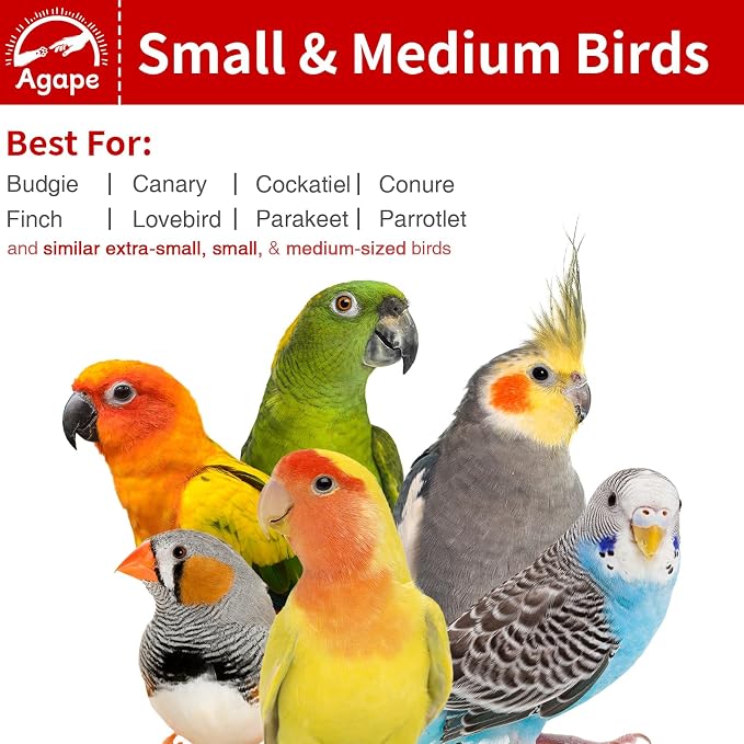 Agape Rotating Parrot Perch with Chew Toy, Wooden Stand for Small Birds | Natural Bird Cage Accessory for Parakeets, Cockatiels, Lovebirds, Conures, Budgies, Helps Reduce Boredom & Encourage Exercise