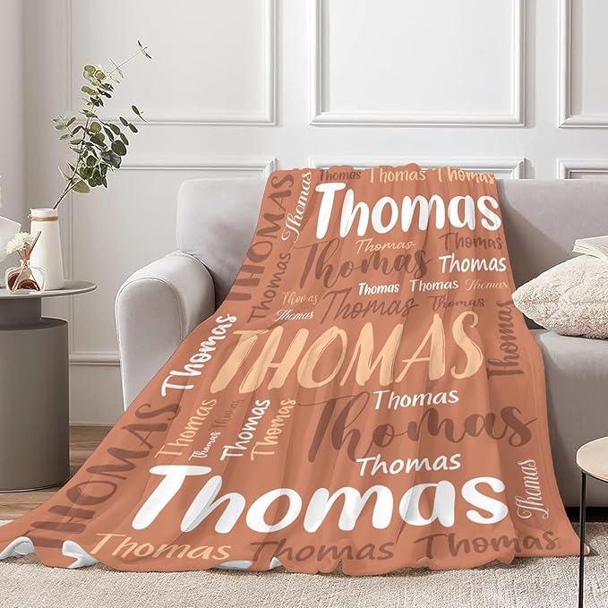 Personalized Custom Baby Blanket with Name for Girls Boys Kids Customized Flannel Blanket for Bed Nursery Room Baby Stroller
