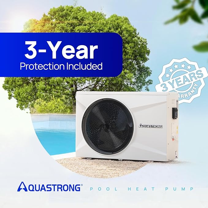 AQUASTRONG Inverter Swimming Pool Heat Pump,Pool Heater for Above Ground and Inground Pool Heating Smart WiFi Control and Cooling Pool Heater Pools Up to, 9000 Gallons