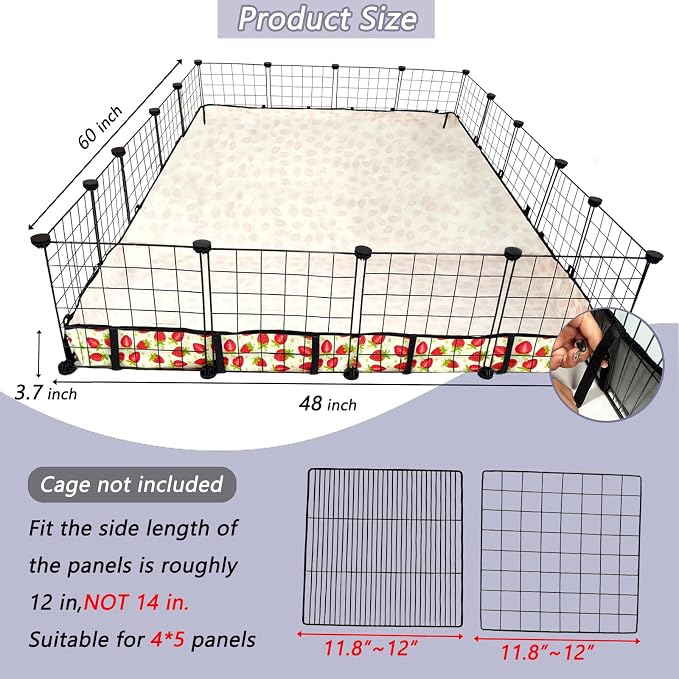 Guinea Pig Cage Liner，Washable Waterproof Oxford Cloth Cage Liners for Small Animals,Hamster Chinchilla Hedgehog Rabbit and Other Small Animals Not Include Cage(48x60 inches)
