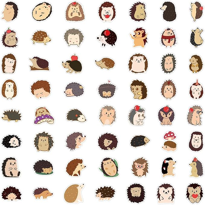 60Pcs Cute Hedgehog Stickers, Kawaii Cute Hedgehog Sticker for Kids, Vinyl Waterproof Sticker for Water Bottles Laptop Phone, Hedgehog Decal, Gifts for Kids Teens Girls