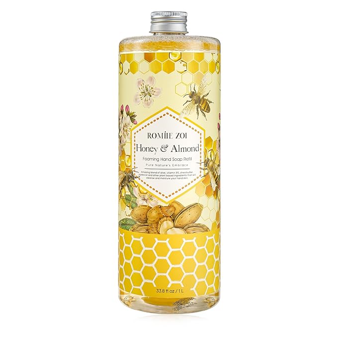 ROMIIE ZOI Foaming Hand Soap Refill, Honey & Almond, Gentle & Moisturizing Formula, 1 L/ 33.8 FL OZ