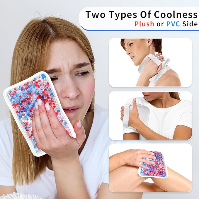 Gel Ice Pack Ice Bag with Strap-1 Pack Reusable Hot & Cold Pack Compress for Knee, Shoulder, Foot, Back, Ankle, Neck, Hip, Elbow, Wisdom Tooth-7.76''x4.93''