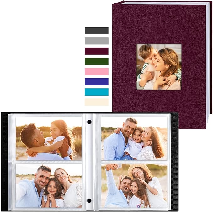 Ywlake Photo Album 4x6 200 Pockets Photos 2 Packs, Linen Photo Albums Holds 200 Horizontal Pictures Only Purple