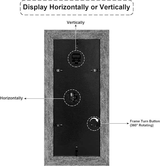6x15 Picture Frame Display 2 opening 5X7 Double Picture Frame Collage,Multi Photo Frame with Mat,Plexiglass,Horizontal and Vertical Formats for Wall Decor,Grey Wood Grain