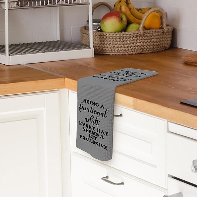 Funny Sarcastic Adult Gray Dish Towels 16x24 Inches, Decorative Absorbent Hand Tea Kitchen Bathroom Towels