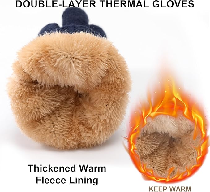 Trifabricy Winter Gloves for Women, Warm Fleece Lined Womens Gloves, Knit Glove for Women, Touchscreen Glove for Cold Weather