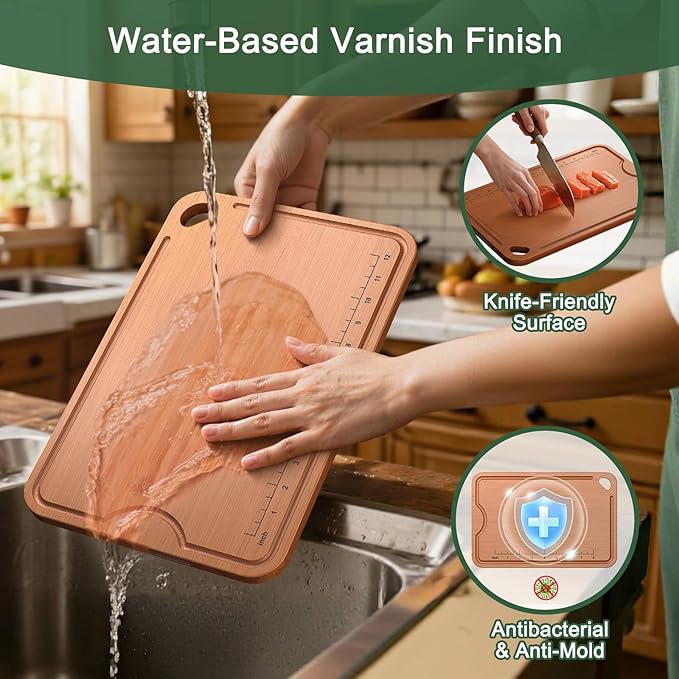Wood Cutting Boards For Kitchen, Bamboo Cutting Boards With Deep Juice Grooves & Built-In Handles, Charcuterie Board & Chopping Board 2-In-1 Design Wooden Cutting Board New Home Gift ideas for Women