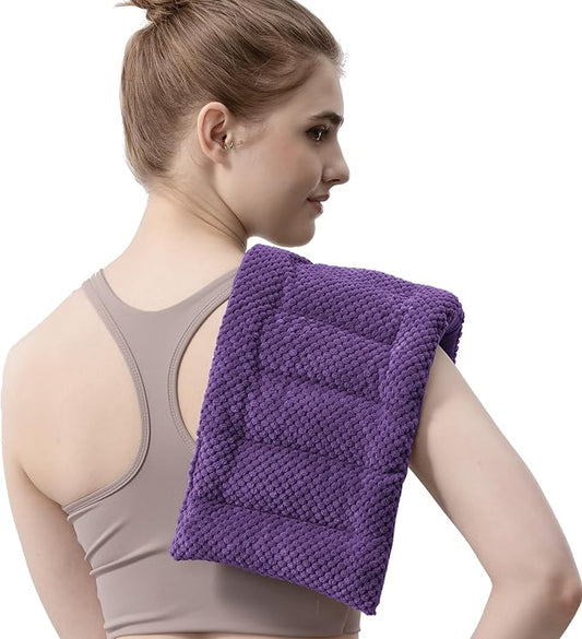 UNCN Microwave Heating Pad 7x17 Inches | Microwavable Heat Pad for Pain Relief | Reusable Bean Bag | Weighted Hot Pack for Neck, Shoulder, Cramps, Back | Warm Compress (Dark Purple)