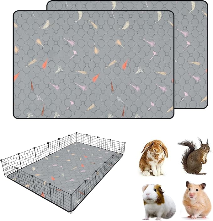 2Pcs Guinea Pig Cage Liners,Guinea Pig Fleece Cage Liners48''X72'' Super Absorbent Washable Pee Pads Reusable for Rabbit Hamster Chinchilla