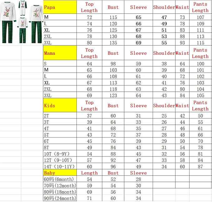 WephuPSho Christmas Family Matching Pajamas, Festive Xmas Jammies Sets for the Whole Family, Holiday Pjs Christmas