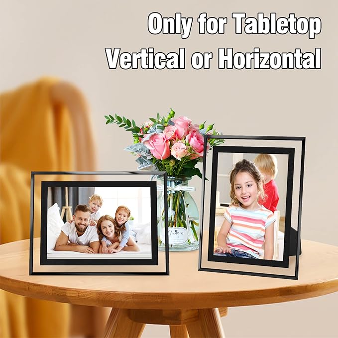 5x7 Picture Frames Black - Set of 2, HD Real Glass 5 by 7 Photo Frame for Tabletop Display, Wedding Birthday Christmas Day Gifts (5 x 7, Black)