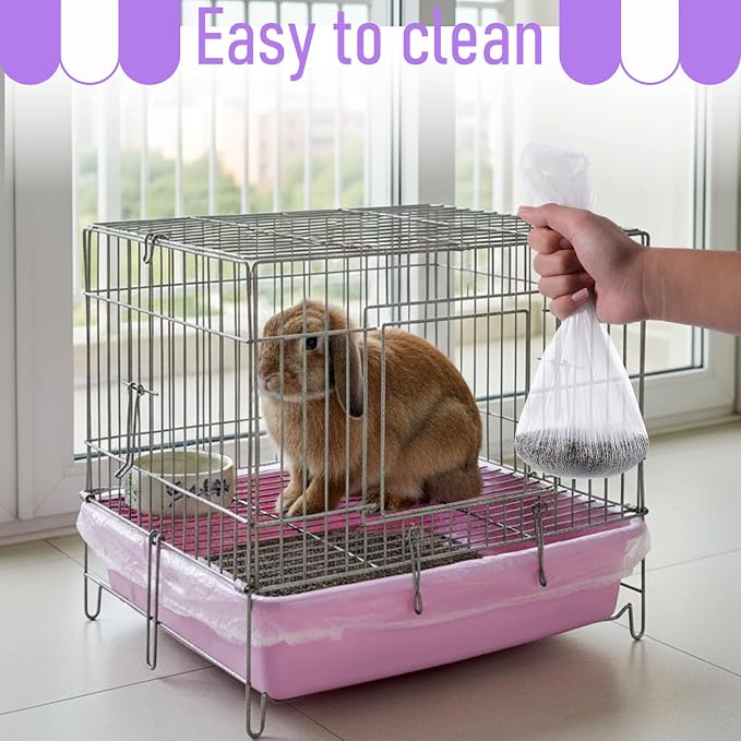 50 PCS Disposable Plastic Cage Liners, Small Animals Leak Proof Toilet Film Litter Pan Bags Film Litter Box Liner for Rabbits, Guinea Pigs, Chinchillas, Hedgehogs, Birds