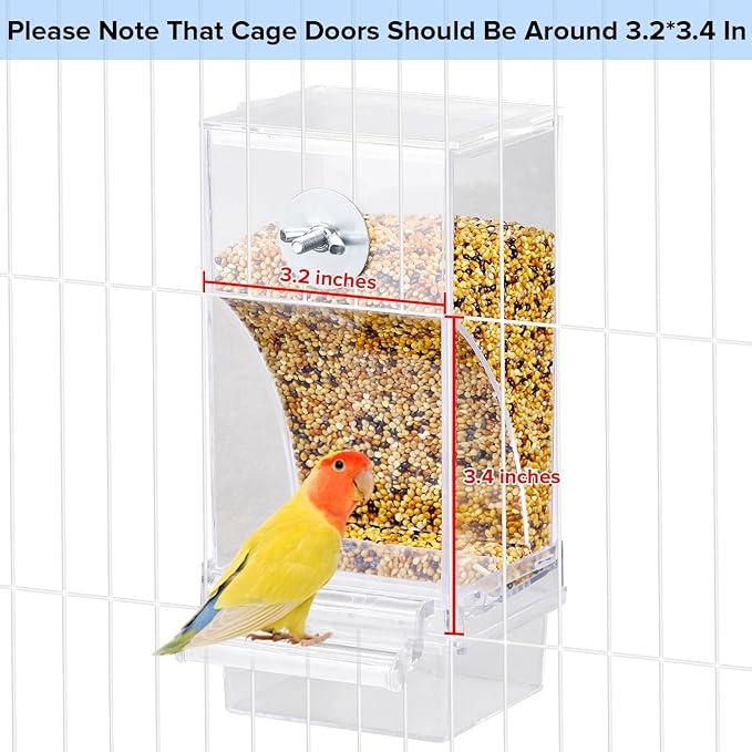 Lemtrflo No Mess Bird Feeder Water Dispenser Set, Automatic Bird Feeder | Parrot, Parakeet Cage Accessories