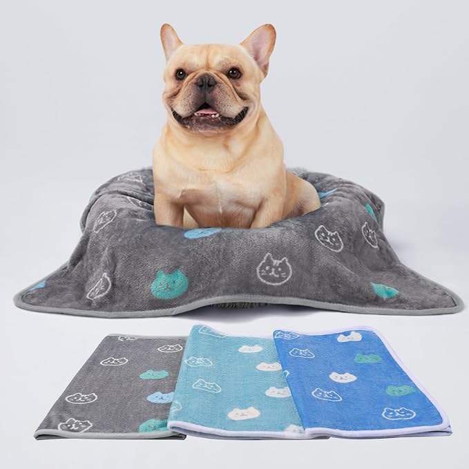 Luciphia 3 Pack Cute Cat Blankets Cozy Small Throw for Pet Puppy,41"x31" | Fuzzy Flannel Small Pet Blanket Washable, Cute Cat Print for Crate Car Bed. Puppy Essential,Cat Stuff Gifts,Large