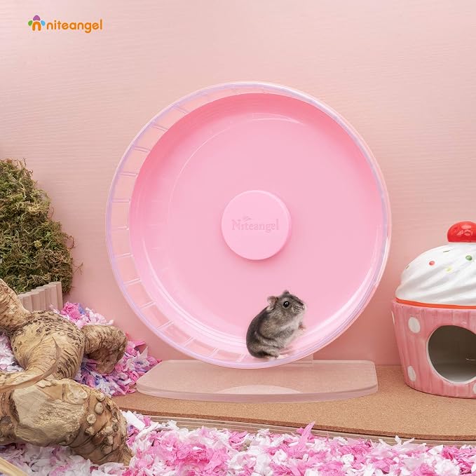 Niteangel Super-Silent Hamster Exercise Wheels: Quiet 10 inch Running Wheel | Can 10.6-13.4" Adjustable Height - No Bend Back Spinner Running for Dwarf Syrian Hamster Gerbils Mice Or Other Small Animal