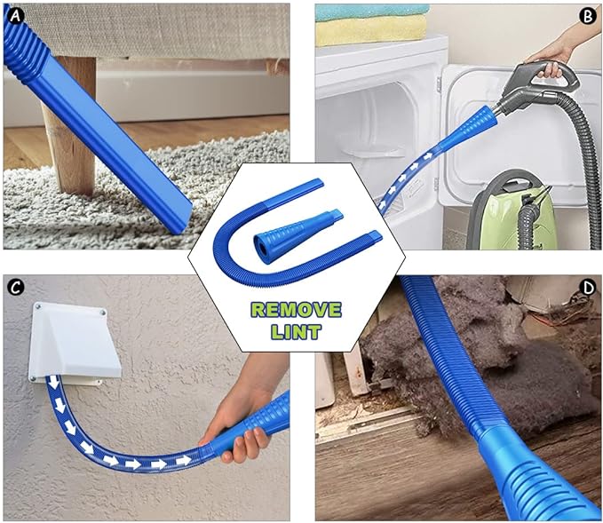 Sealegend 2 Pieces Dryer Vent Cleaner Kit, Dryer Lint Vacuum Attachment with Dryer Lint Remover Brush for Power Washer and Dryer Vent Vacuum Hose (Deep Blue)