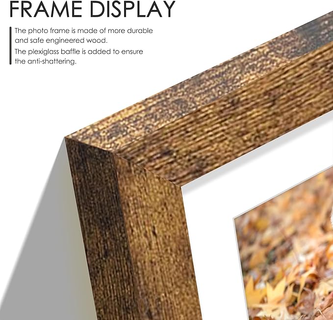 11x14 Collage Picture Frame, 4x6 Collage Picture Frame, Displays Five 4x6 inch Photos, or 11x14 (Without Mat) Wall Decor Wall Hanging or Tabletop, Brown.