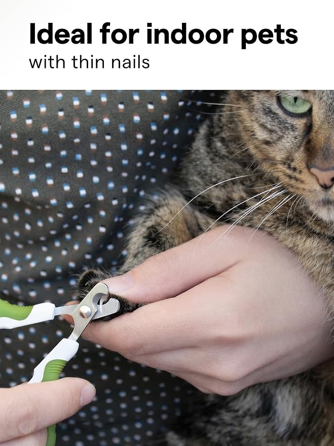 Pet Nail Clippers for Indoor Cats & Small Animals - Precision Angled Blades & Steady Grip - Ideal for Kittens Tiny Dogs Rabbits Birds - Nail Trimmer & Claw Scissors for Home Grooming - eBook + App