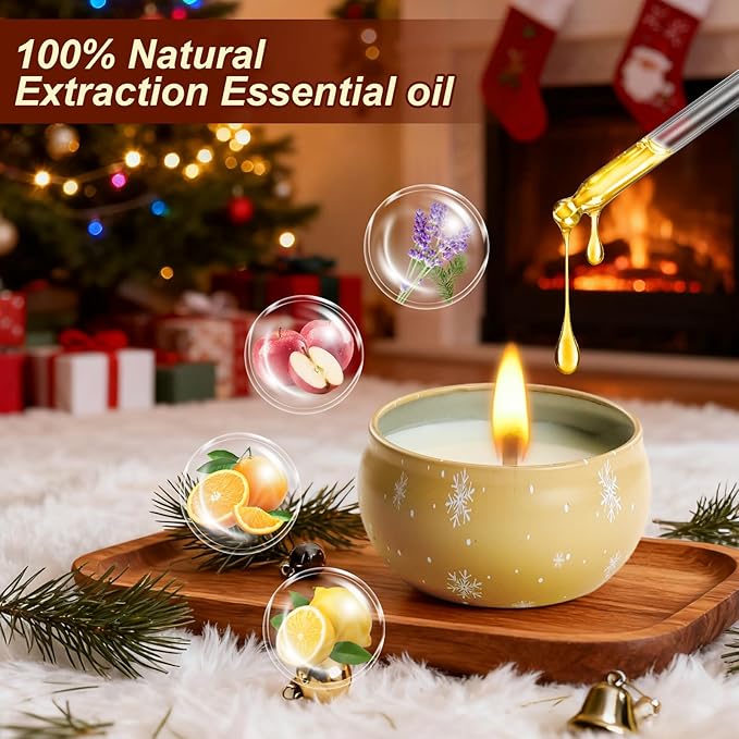 Christmas Scented Candle Gift 6 Pack, Christmas Candles for Home Scented, 100% Natural Soy Wax Long Lasting Jar Aromatherapy Candle Gifts for Women Men Adult