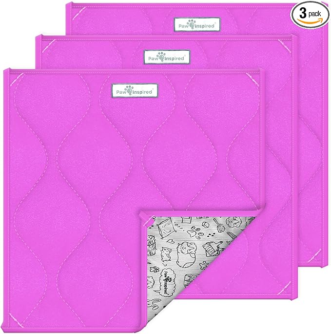 Paw Inspired Washable Fleece Guinea Pig Cage Liner Pads,12x12 Inch, Pink | Corner Mat, Pee Pad, Super Absorbent Bedding, Waterproof Bottom, Guinea Pigs, Ferrets, Rabbits, Hamsters, Small Animals