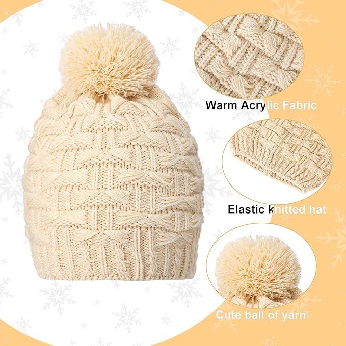 JenPen 4 Pcs Winter Hat Scarf and Gloves Set for Women Include Ear Cover Cold Weather Scarf Hat Knit Beanie Gloves