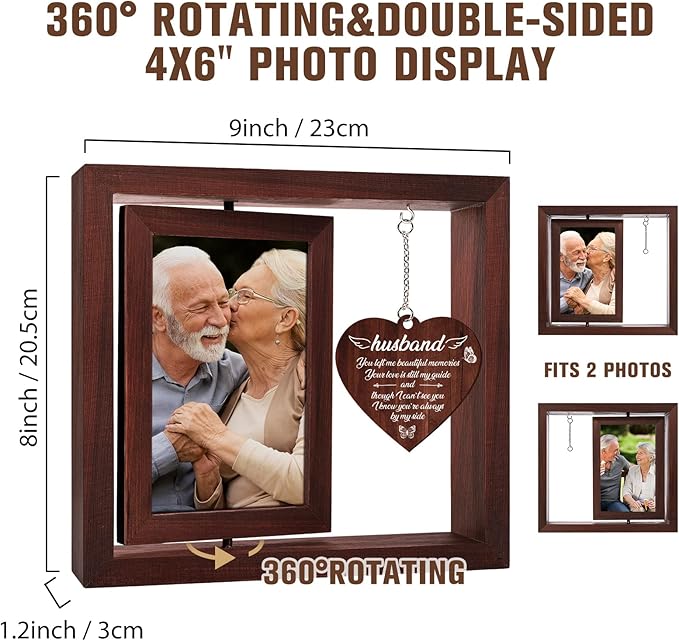 Vetbuosa Memorial Gifts for Loss of Husband Picture Frame,Sympathy Gifts for Loss of Husband,Bereavement Remembrance Funeral Condolence Gifts for Loss of Husband,Fits 4x6 In Photo