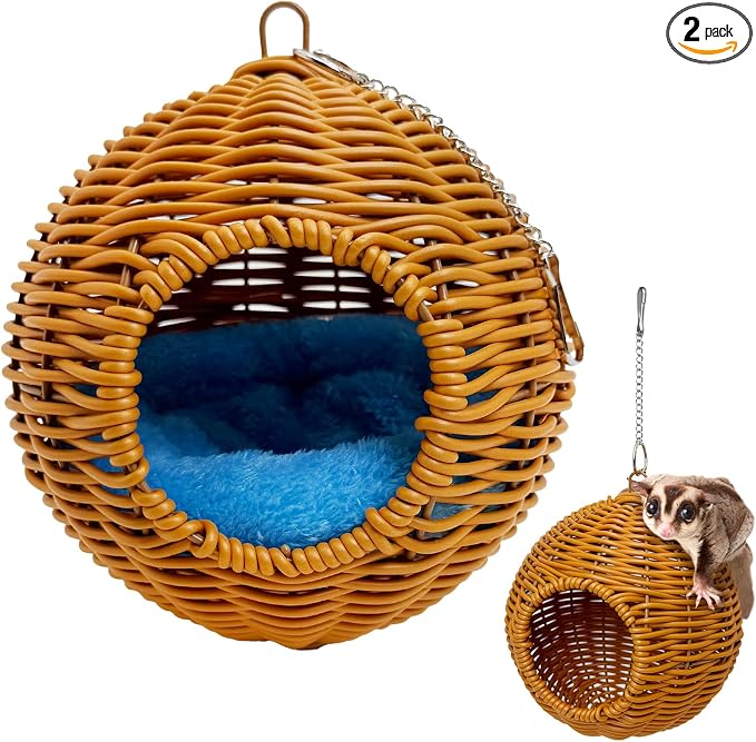 BNOSDM Sugar Glider Pouch, Pet Glider Cage Sleep Bag Squirrels Playing Hideout Hanging Hammock with Warm Cotton Pad Small Animal Cage Accessories for Marmosets Hamsters