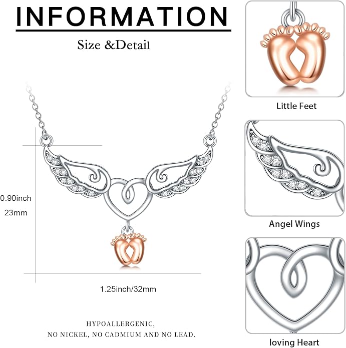 Angel Heart Miscarriage necklace loss of pregnancy for Mother 925 Sterling Silver necklace