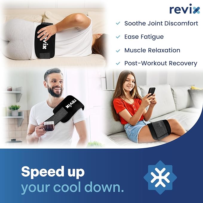 REVIX Soft Ice Packs for Injuries 14" x 7" – 2-Pack Flexible Cold Compress with Strap for Back, Shoulder, Hip, Leg, Reusable Large Cold Packs for Enhancing Comfort and Soothing Fatigue