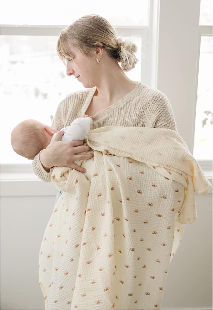 Konssy 3 Pack Muslin Swaddle Blankets for Unisex, Newborn Receiving Blanket, Large 47 x 47 inches, Soft Breathable Muslin Baby Swaddles for Boys & Girls