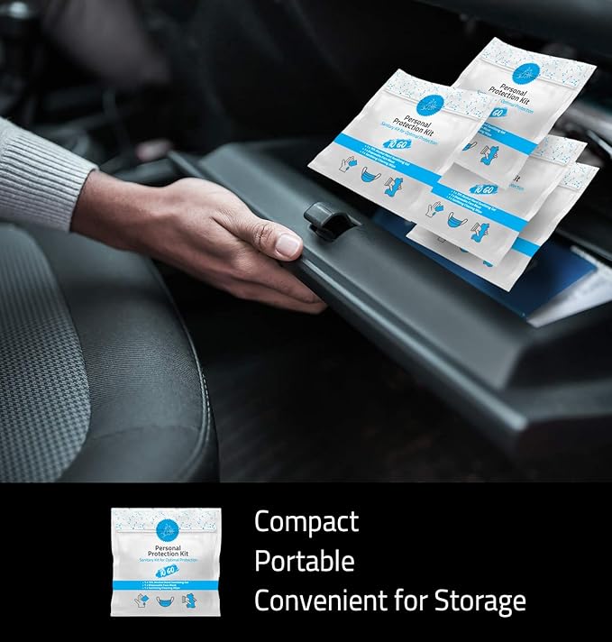 Mini Personal Protection Kit To-Go - 10 PACK! Mask, Hand Sanitizing Gel, Sanitizing Cleansing Wipe Packets. PPE On the Go! Single use Disposable Pocket-sized! Ideal for travel!