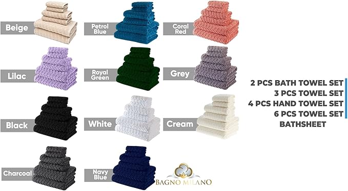 BAGNO MILANO Turkish Bath Towels, Soft Plush Jacquard Luxury Bath Towels, Quick Dry Towel Set (Petrol Blue, Bath Sheet)