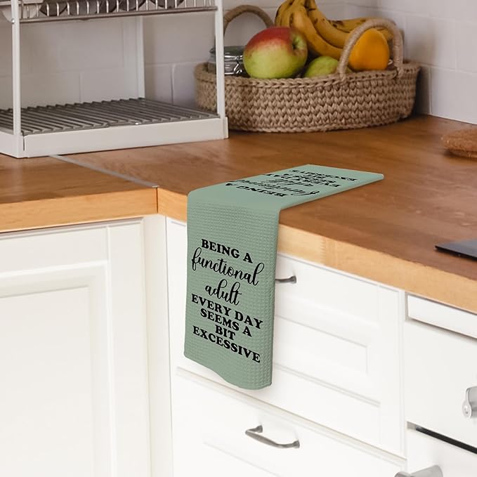 Funny Sarcastic Adult Green Dish Towels 16x24 Inches, Decorative Absorbent Hand Tea Kitchen Bathroom Towels