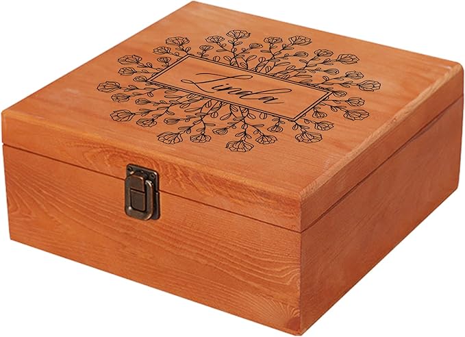 Personalized Keepsake Memory Box Custom Name Wooden Decorative Storage Box with Lids, Christmas Gift Box for Women Men Customized Gifts for Birthday Anniversary Wedding Graduation