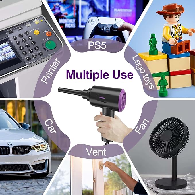 Air Duster - Compressed Air - 5.74 oz High Power Cleaning for Computer - PC - 2 Gear Air Blower (Black Purple)