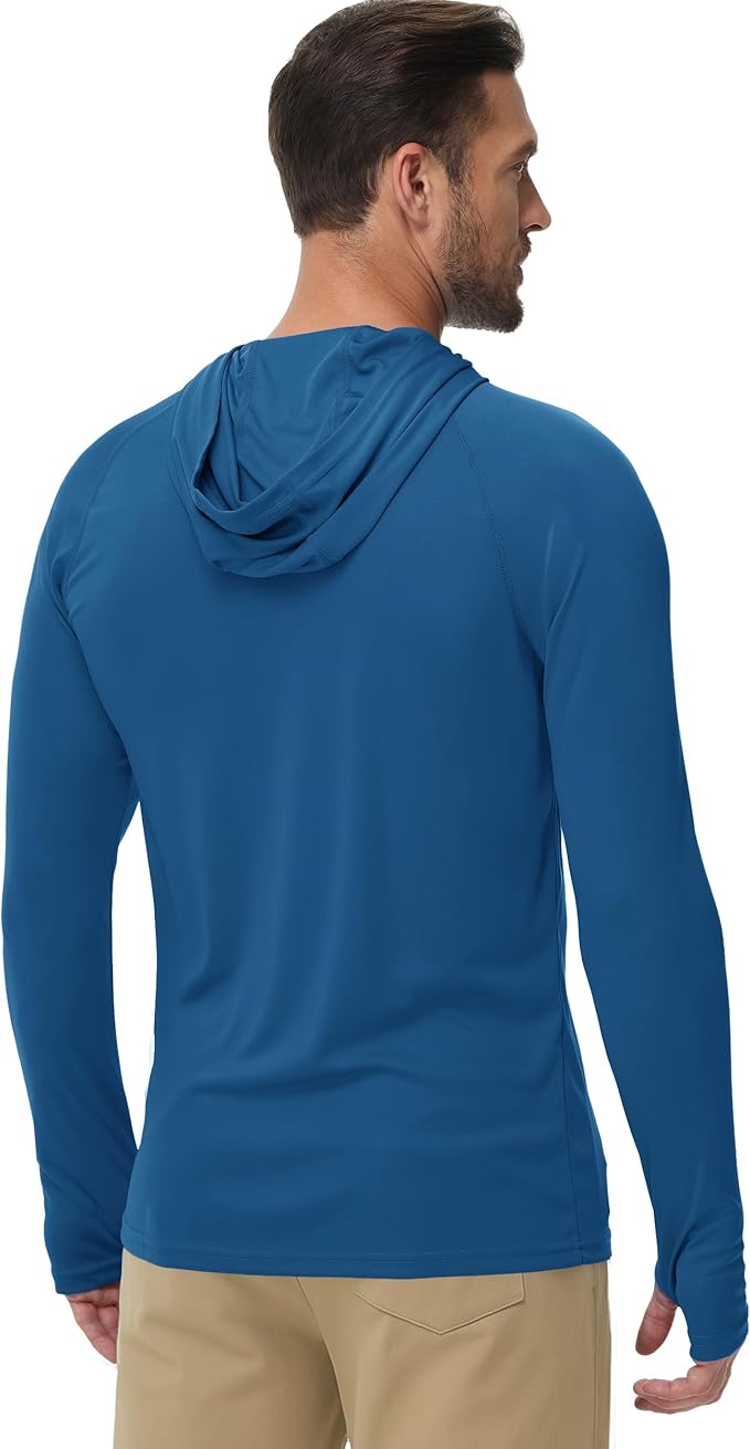 Boladeci Men's UPF 50+ Sun Protection Lightweight Hoodie Shirts Long Sleeve Fishing Shirt SPF UV Hiking Swim