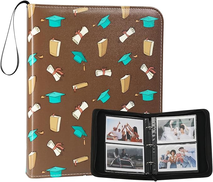 Photo Album 4x6 Pictures,120 Pockets Binder Premium Vegan Leather Cover for Family Wedding Anniversary Baby Kids Vacation. (School Education)