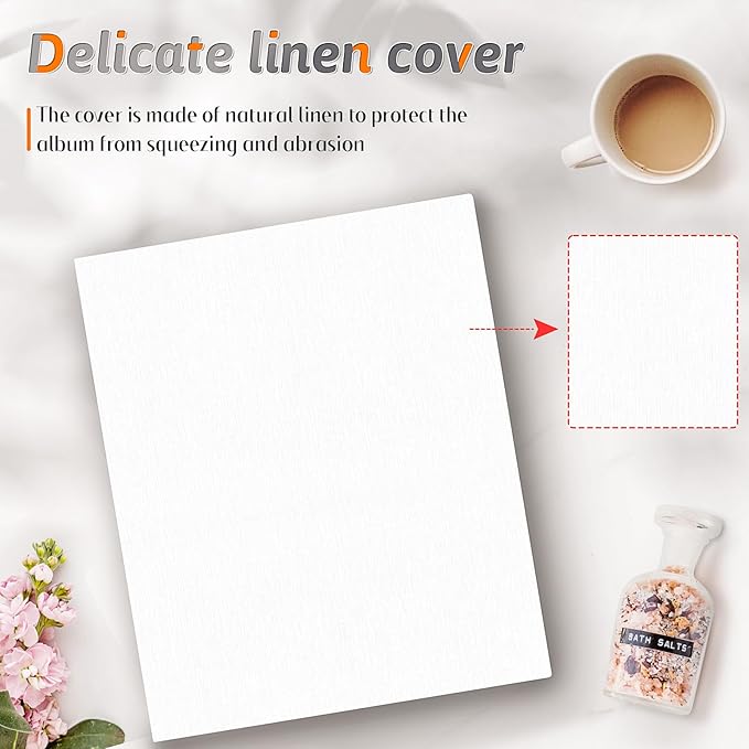 Popotop Photo Album 4x6 200 Pockets for Wedding Gifts,Linen Hardcover Picture Albums for Family Anniversary Baby Vacation Pictures