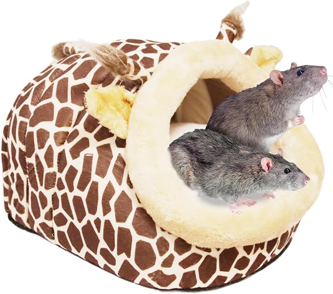 EAEDMY Guinea Pig Bed House & Hideout for Rat Bearded Dragon Hedgehog Ferret to Sleep and Hide, Guinea Pig Cage Accessories Habitat Décor (X-Large, 2.Giraffes)