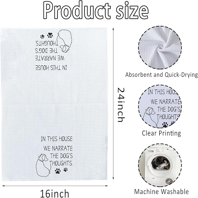Kitchen Towels for Friends, Gifts for Dog Lovers, Funny Dish Towels for Dog Moms (16x24in)
