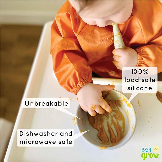 Silicone Easy Scoop & Hold Bowl Set – Adaptive Baby & Toddler Feeding Bowls with Clip-On Rim and Handle – Helps Build Independence & Coordination – 2 Pack – Dishwasher Safe (Watermelon)