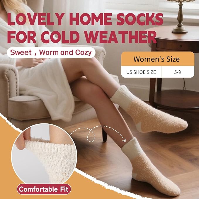 Womens Winter Beanie Hat Scarf Gloves Fuzzy Socks 4 In 1 Set Thermal Fleece Knitted Hat Warm Long Scarf Cold Weather