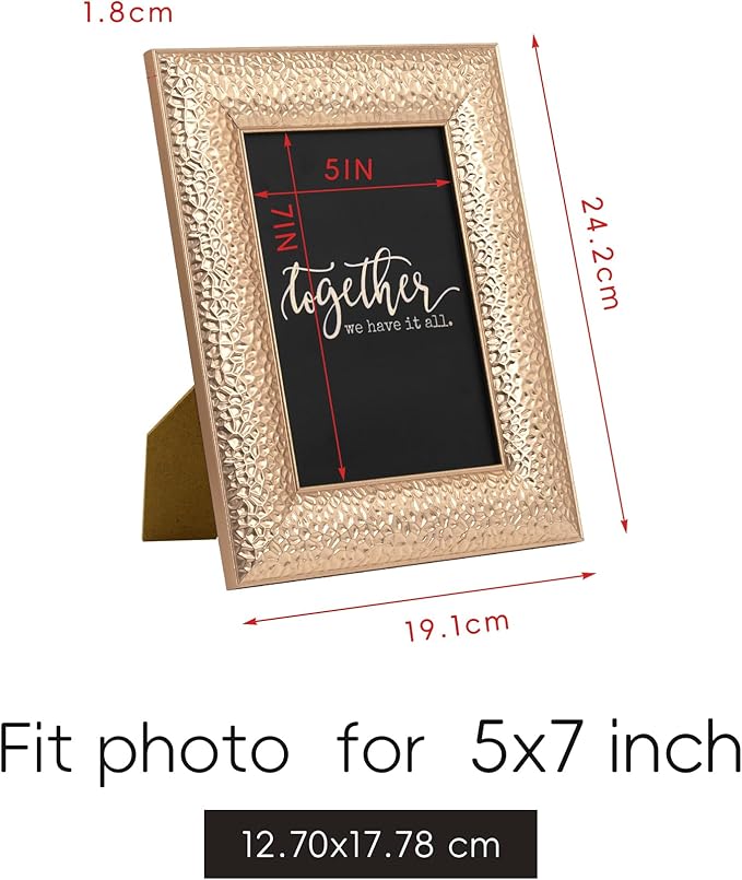 ArtbyHannah 5x7 Inch Picture Frames, Ornate Vintage Gold Photo Frames with Real Glass Cover for Tabletop Display or Wall Mount (2 Pack)