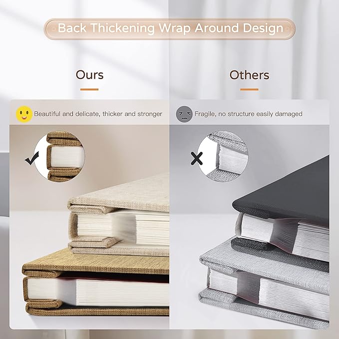 Popotop Large Photo Album Self Adhesive 4x6 5x7 8x10 Scrapbook Album DIY Picture Book,Gifts for Mom,Family Baby and Wedding,with Metal Pen and Plastic Board