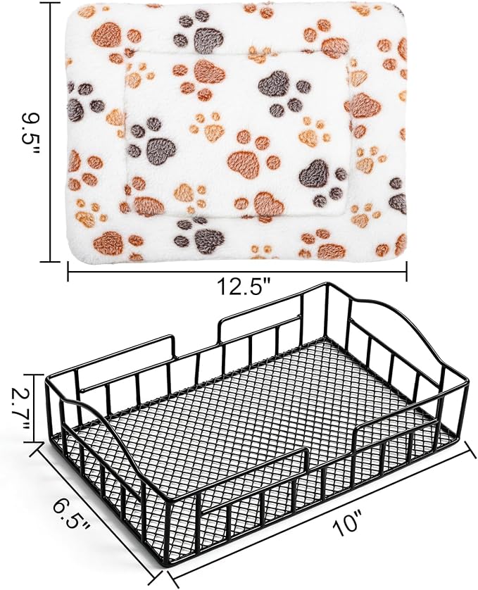 Hacaroa Rat Cage Platform with Mat, Hanging Guinea Pig Bed Basket Metal Squirrel Cage Ledge Bird Perch, Chinchilla Cage Accessories Small Animal Habitat for Hamster, Ferret, Gerbil, Easy to Clean