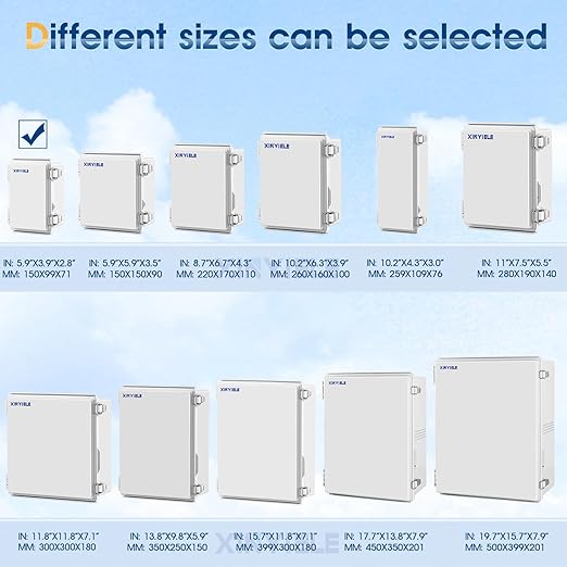 Waterproof Outdoor Project ABS Plastic Junction Box IP67 Weatherproof Dustproof Enclosure with Hinged Cover, Mounting Plate,Wall Brackets for Power Project (5.9"x3.9"x2.8")