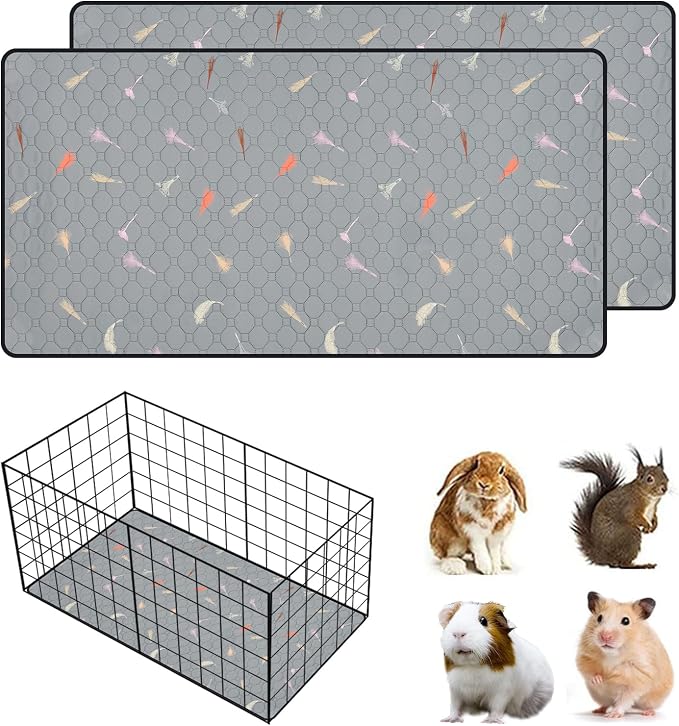 2Pcs Guinea Pig Cage Liners,Guinea Pig Fleece Cage Liners12''X24'' Super Absorbent Washable Pee Pads Reusable for Rabbit Hamster Chinchilla