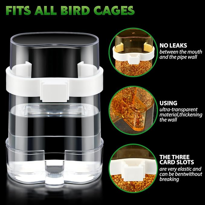Yaomiao 4 Pcs No Mess Small Bird Feeders Automatic Parakeet Water Dispenser Clear Quail Feeder and Watered Cage Accessories for Small and Medium Parakeet Cockatiel Canary(Water Dispenser,Multicolor)