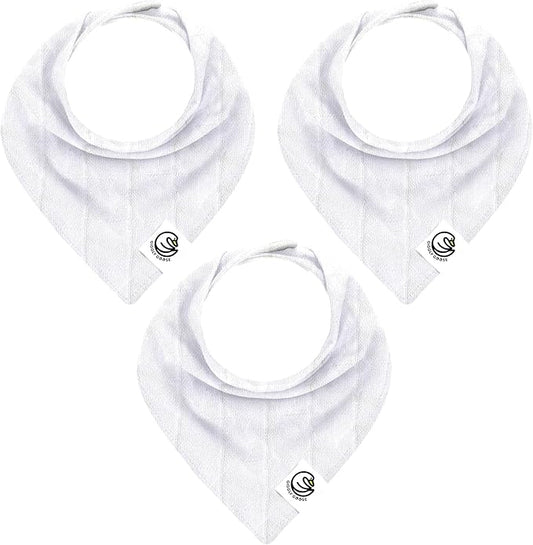 3 Pack Baby Bibs for Boys & Girls | Cotton, Absorbent Drooling & Teething Bib | Thick, Adjustable Snap-on